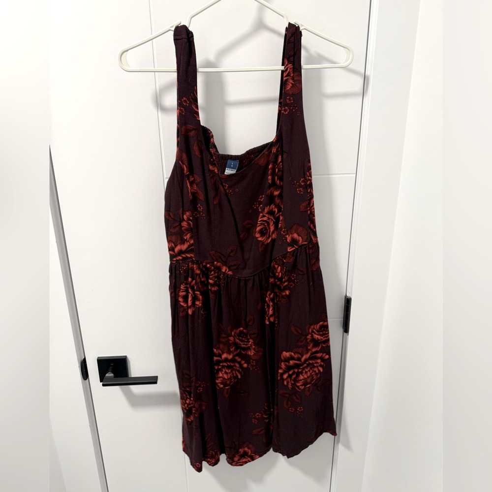 Burgundy Floral Print Dress from Old Navy